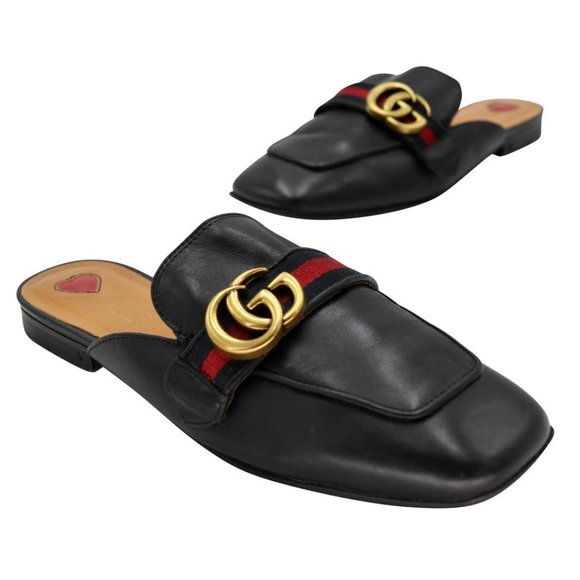 Gucci Marmont sz 38 Peyton Leather Slippers Slides GG-S0207P-C013 - Picture 2 of 10